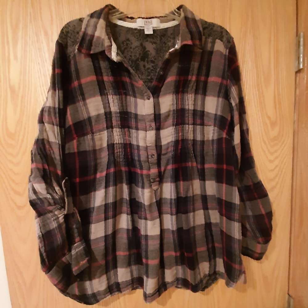 Vintage America Flannel 3/4 button down Size 1X